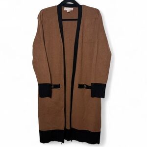 Philosophy Brown & Black Longline Cardigan Sweater Coat | Size Large